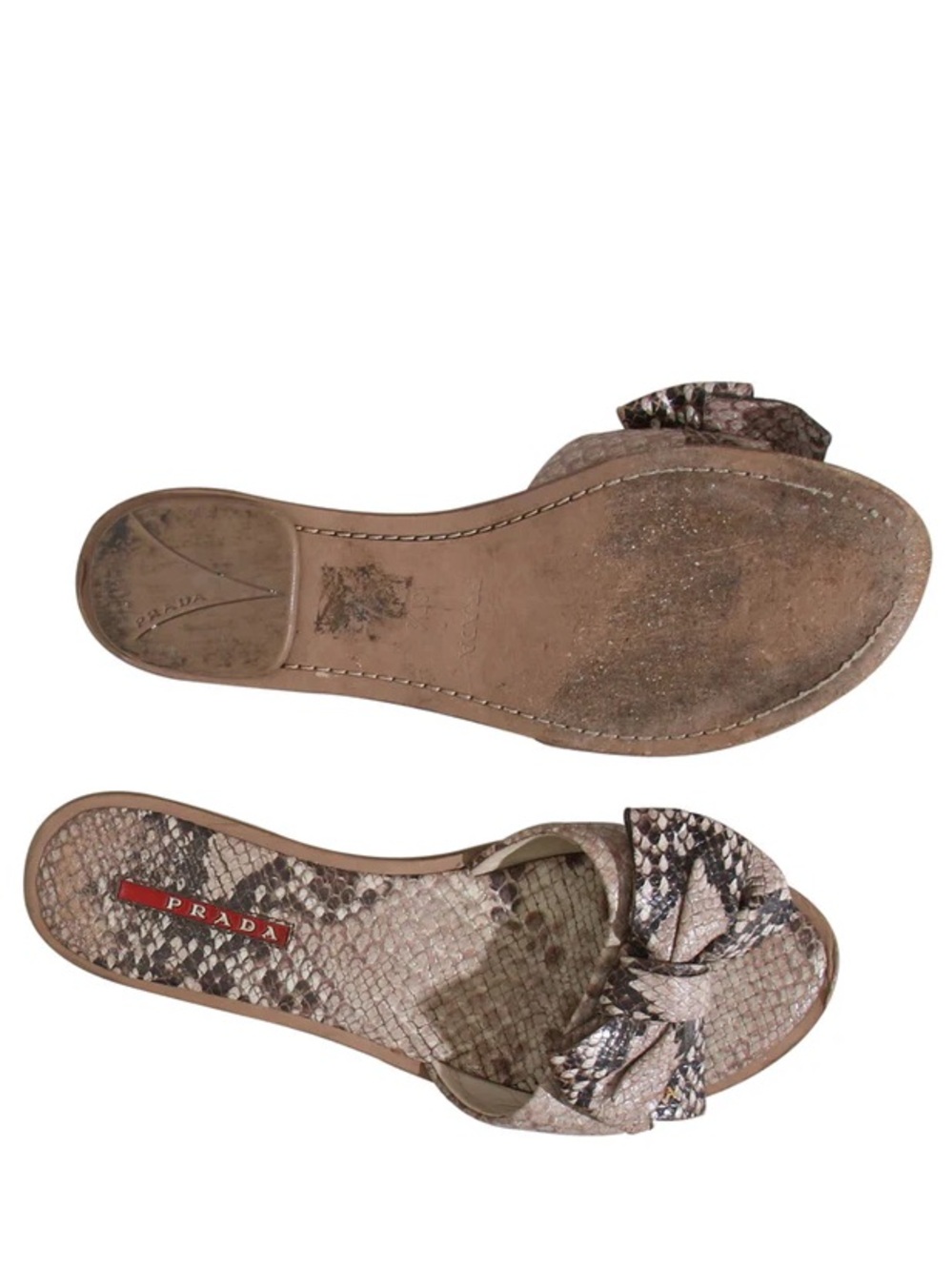 Prada snakeskin sandals bow detail 38 shoes
